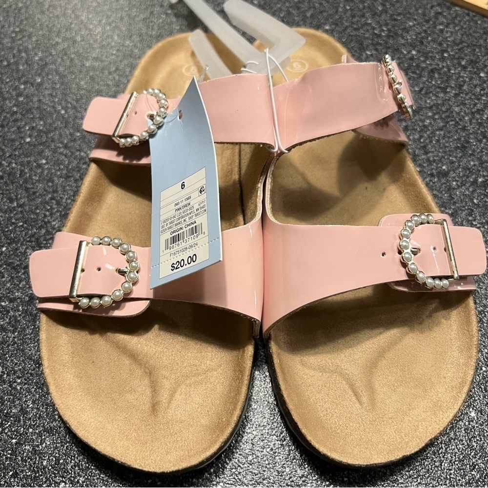 🌸2/$20 NWT Cat & Jack Kid's Drew Footbed Double Strap Sandals- Size 6
